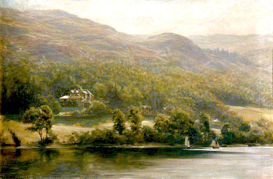 Brantwood from the Lake, vintage artwork by William Gershom Collingwood, 12x8" (A4) Poster