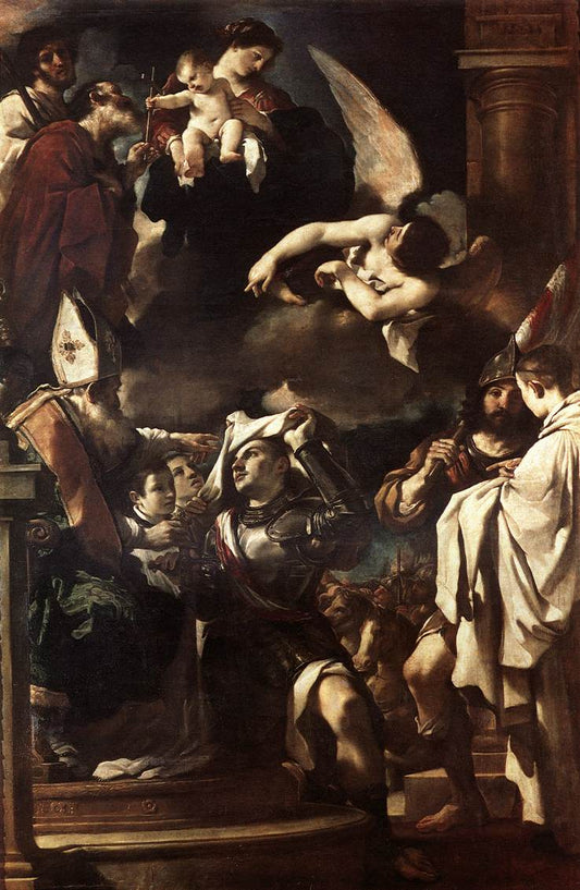 Saint William of Aquitaine Receiving the Cowl, vintage artwork by Guercino, 12x8" (A4) Poster