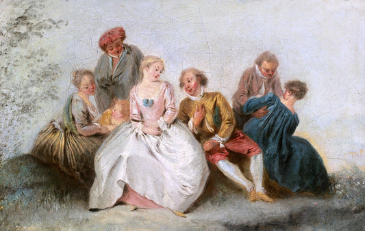 The Happy Lovers, vintage artwork by Jean-Baptiste Pater, 12x8" (A4) Poster