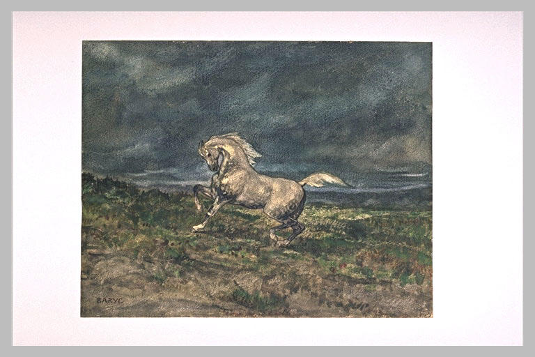Le cheval echappe, vintage artwork by Antoine-Louis Barye, A3 (16x12") Poster Print