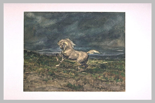 Le cheval echappe, vintage artwork by Antoine-Louis Barye, A3 (16x12") Poster Print