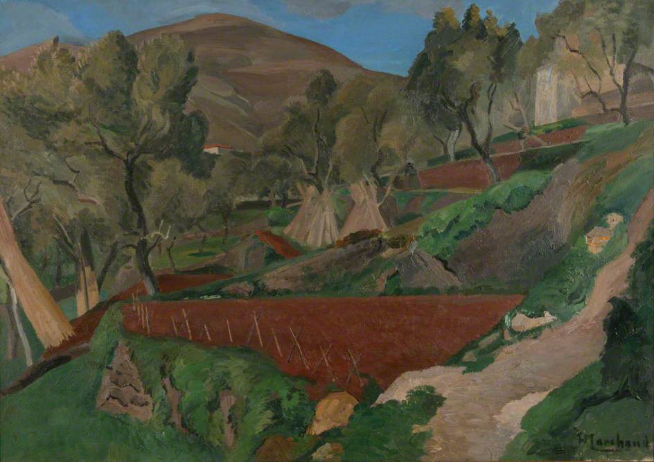 Olive Trees, Vence, vintage artwork by Jean-Hyppolyte Marchand, 12x8" (A4) Poster