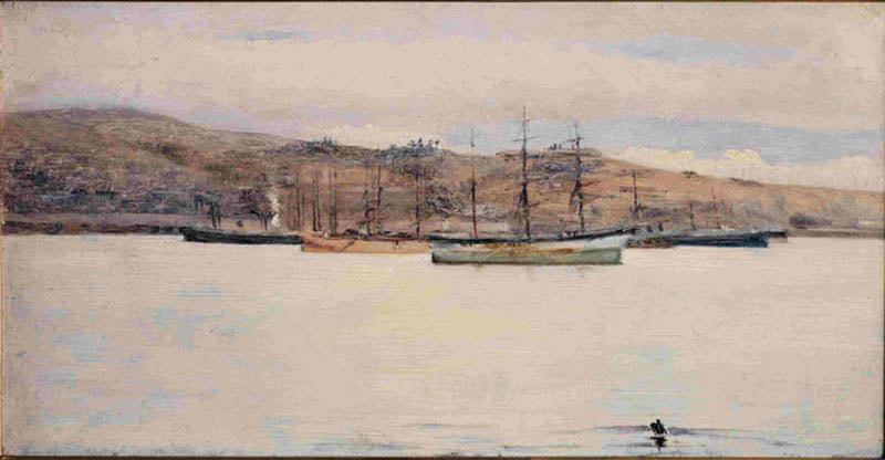 Valparaíso, vintage artwork by Juan Francisco Gonzalez Escobar, 12x8" (A4) Poster