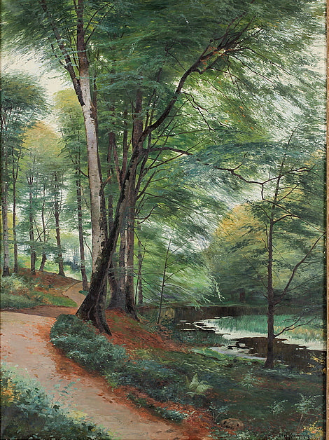 Beech Forest with a Brook, vintage artwork by Olof Krumlinde, 12x8" (A4) Poster