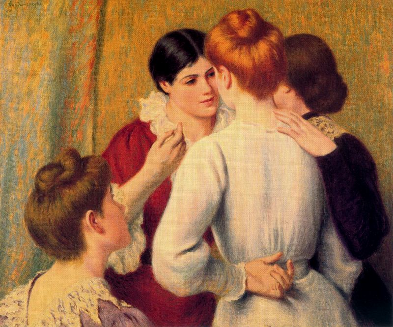 The Chat, vintage artwork by Federico Zandomeneghi, 12x8" (A4) Poster