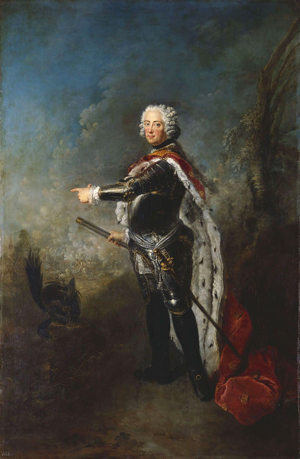 Portrait of Friedrich II of Prussia, vintage artwork by Antoine Pesne, 12x8" (A4) Poster