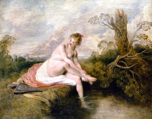 Diana Bathing, vintage artwork by Jean-Antoine Watteau, 12x8" (A4) Poster