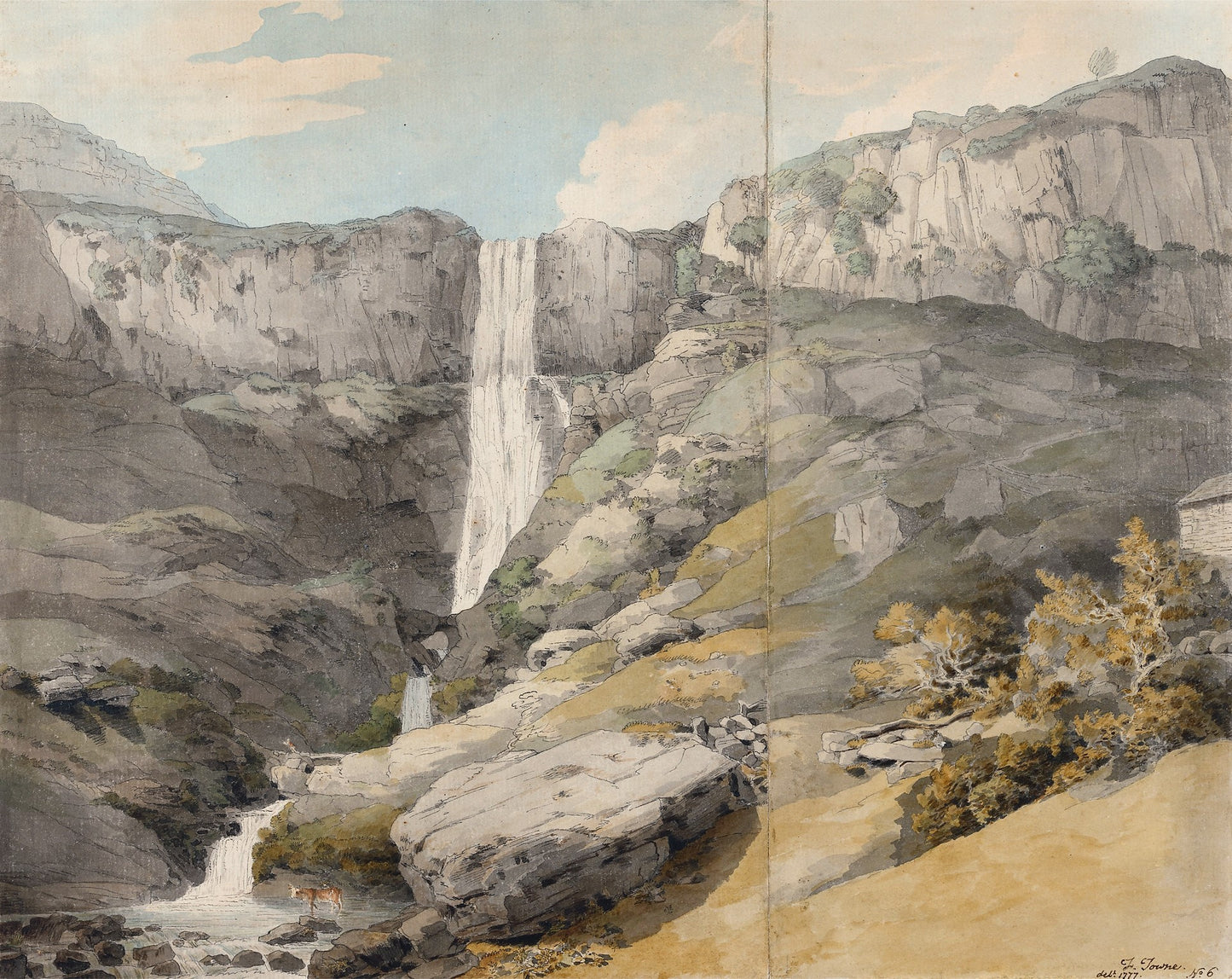 View of the Rhydaer, vintage artwork by Francis Towne, 12x8" (A4) Poster