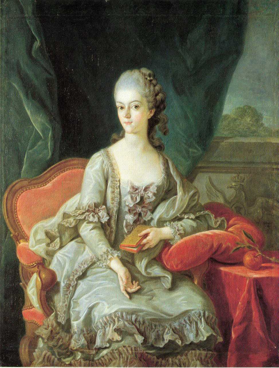 Portrait of Wilhelmine of Hesse-Cassel, vintage artwork by Charles-Amedee-Philippe Van Loo, 12x8" (A4) Poster