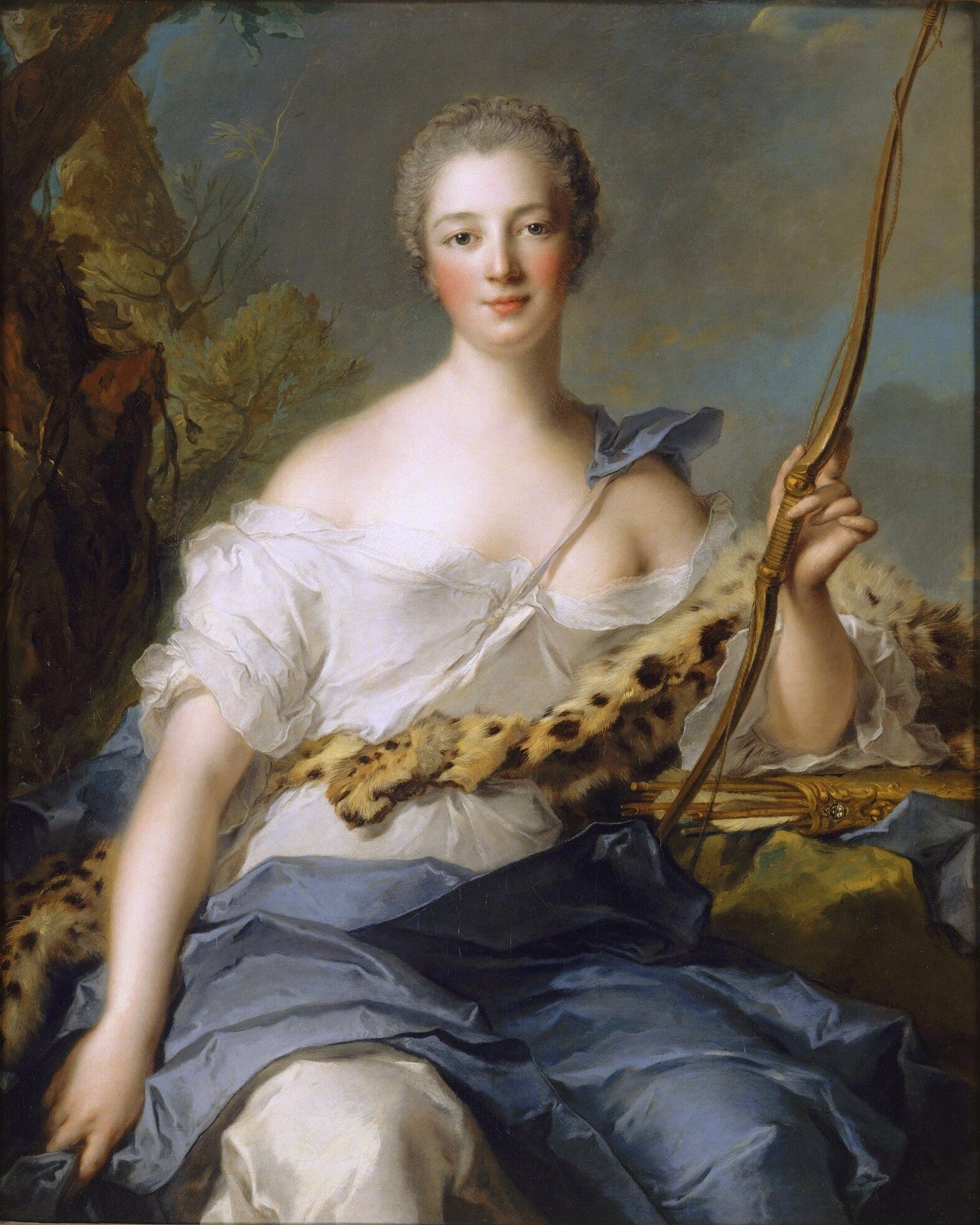 Jeanne-Antoinette Poisson, Marquise de Pompadour, as Diana the Huntress, vintage artwork by Jean-Marc Nattier, 12x8" (A4) Poster