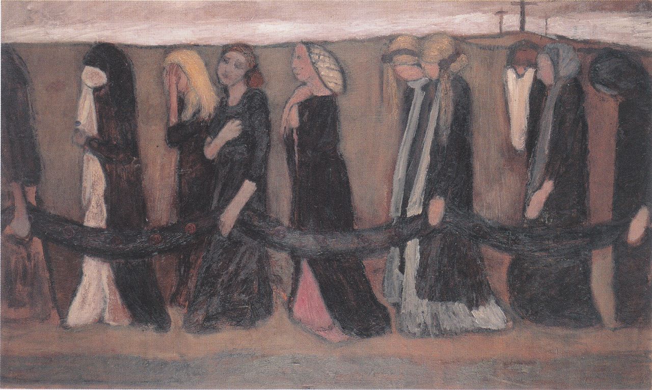 Procession of wailing women, vintage artwork by Paula Modersohn-Becker, 12x8" (A4) Poster