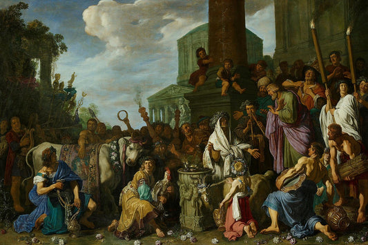 Paul and Barnabas in Lystra, vintage artwork by Pieter Lastman, 12x8" (A4) Poster