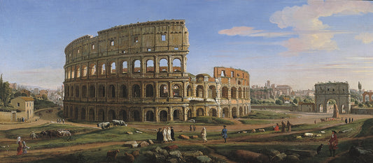 View of the Colosseum with the arch of Constantine, vintage artwork by Caspar van Wittel, 12x8" (A4) Poster