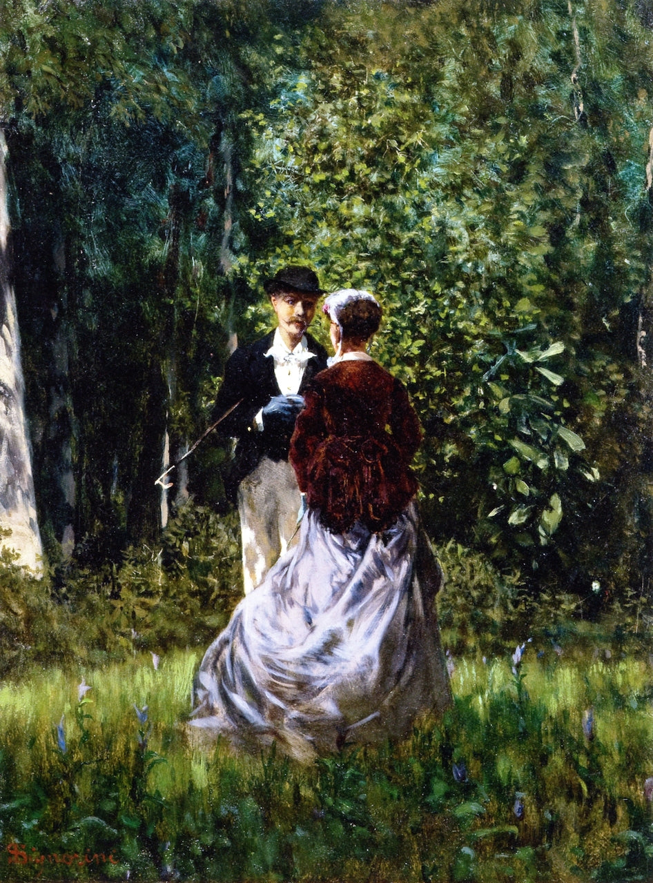 Rendez-vous bel bosco, vintage artwork by Telemaco Signorini, 12x8" (A4) Poster