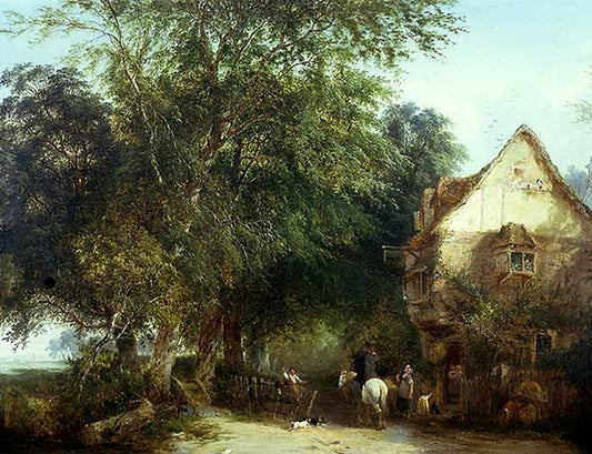 Stopping at the Inn, vintage artwork by Henry John Boddington, A3 (16x12") Poster Print