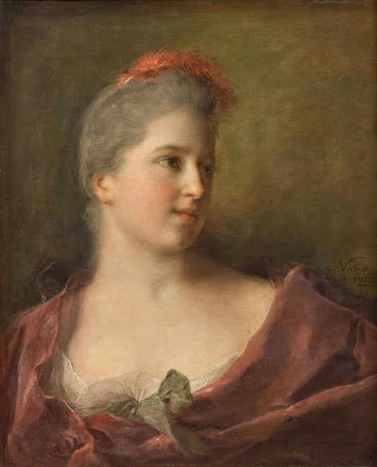 Portrait de Madame François-Philippe Brochier, nee Charlotte-Claudine Nattier, vintage artwork by Jean-Marc Nattier, 12x8" (A4) Poster