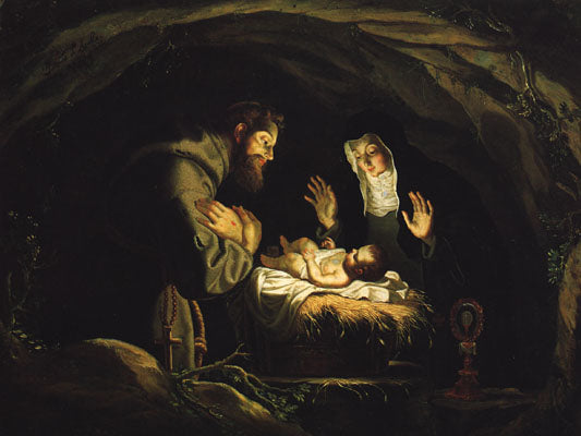 S. Francisco de Assis e Santa Clara, vintage artwork by Josefa de Ayala y Obidos, 12x8" (A4) Poster
