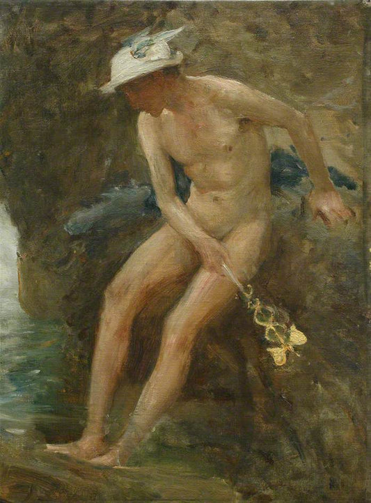 Hermes at The Pool (sketch), vintage artwork by Henry Scott Tuke, 12x8" (A4) Poster