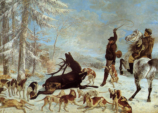 The Halali of the Stag, vintage artwork by Gustave Courbet, A3 (16x12") Poster Print