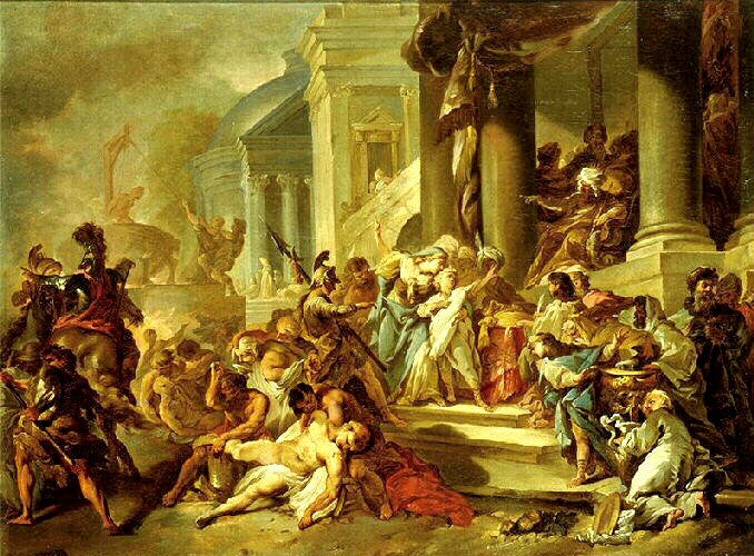 Anthiochos IV Epiphanes Orders the Massacre of the Maccabees, vintage artwork by Michel-François Dandre-Bardon, 12x8" (A4) Poster