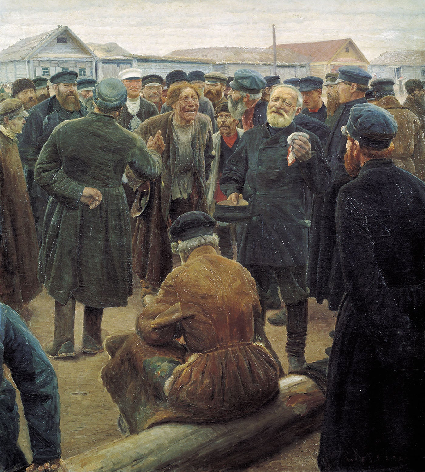 Gathering, vintage artwork by Sergei Korovin, 12x8" (A4) Poster