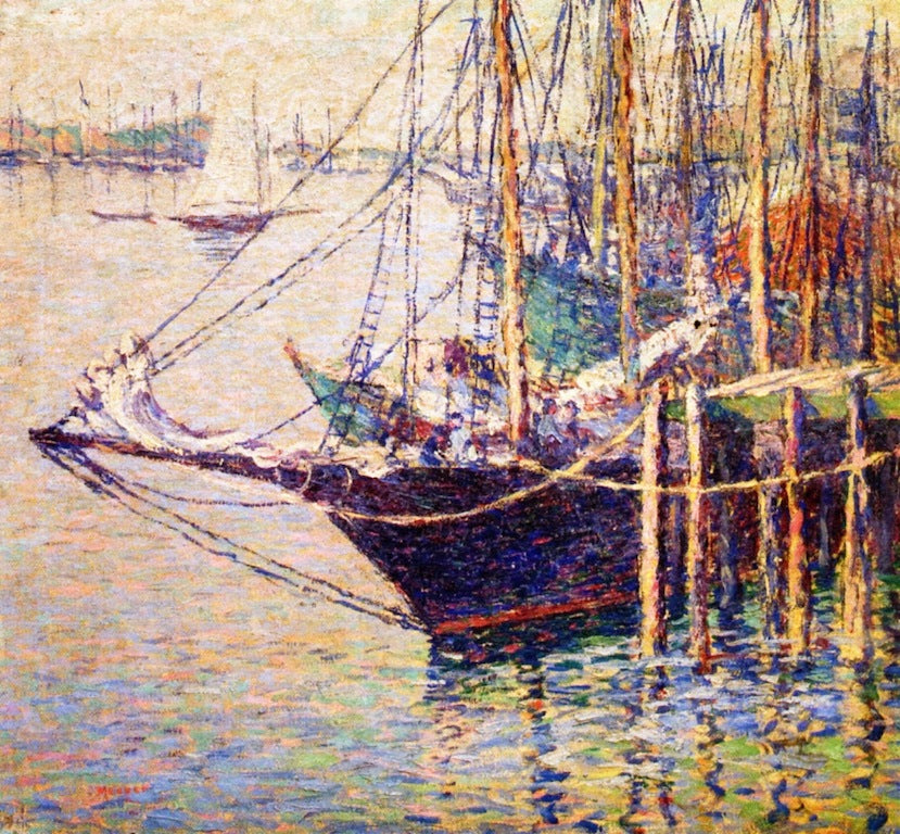 Ships at Dock by Lillian Burk Meeser,A3(16x12")Poster