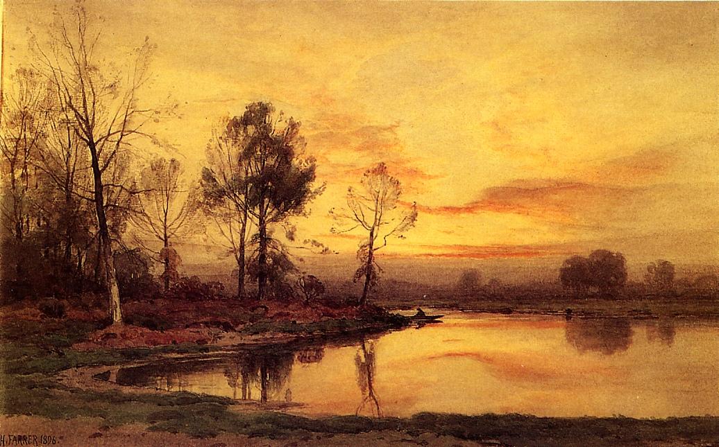 On the River, vintage artwork by Henry Farrer, 12x8" (A4) Poster