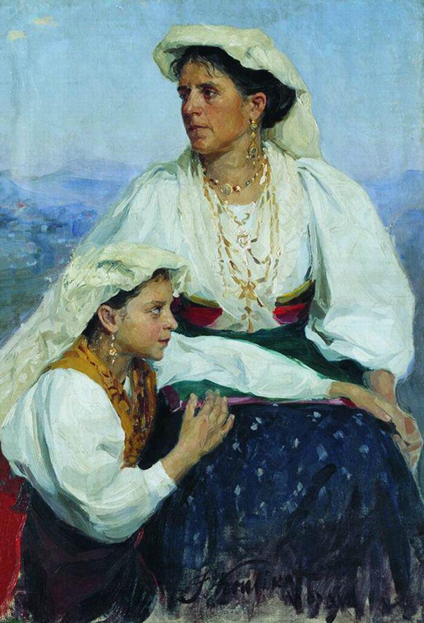Italian Women, vintage artwork by Ivan Kulikov, 12x8" (A4) Poster