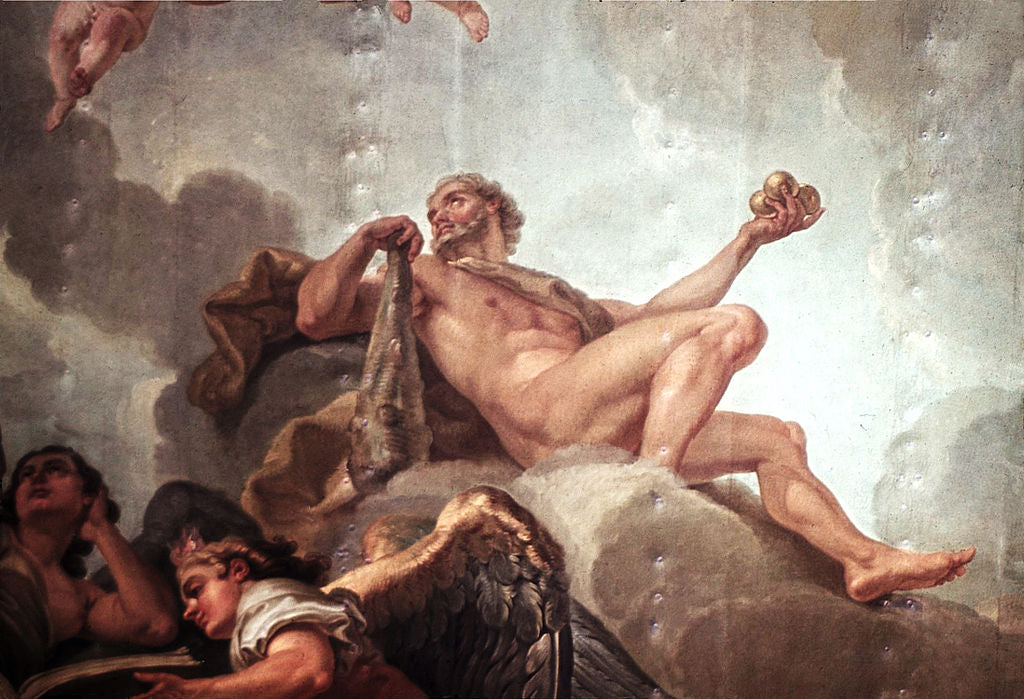 The Elevation of the Great Elector into Olympus (detail Hercules), vintage artwork by Charles-Amedee-Philippe Van Loo, 12x8" (A4) Poster