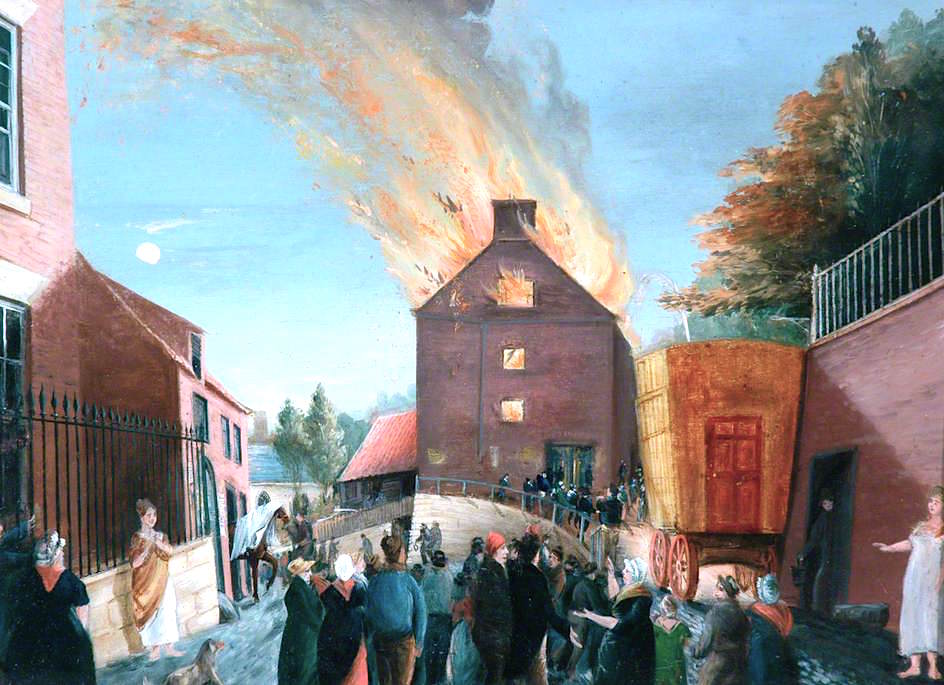 Fire at the Theatre, Skate Lane, 1823, vintage artwork by George Paul Chambers, Sr., A3 (16x12") Poster Print