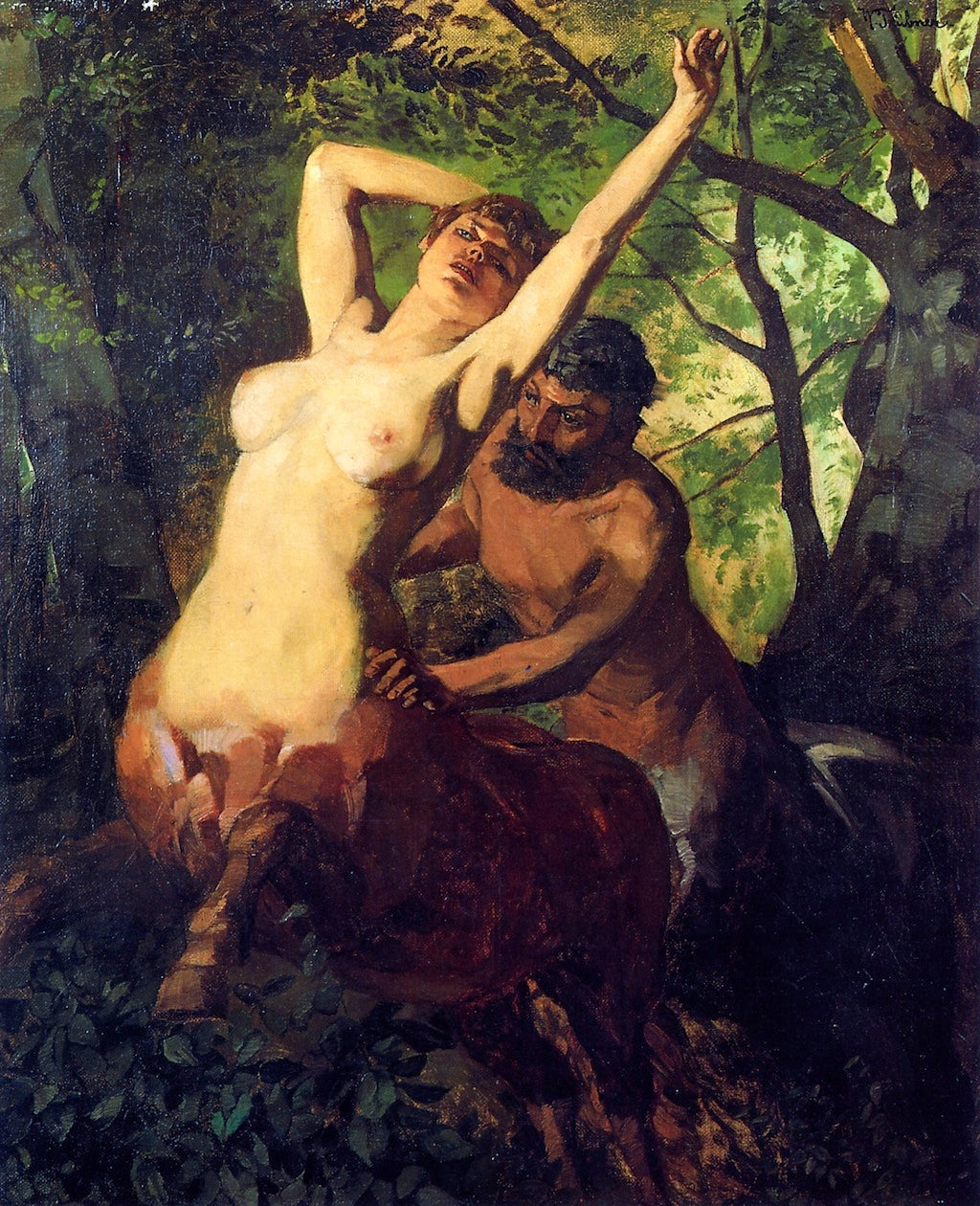 Pair of Centaurs in the Woods by Wilhelm Trubner,A3(16x12")Poster