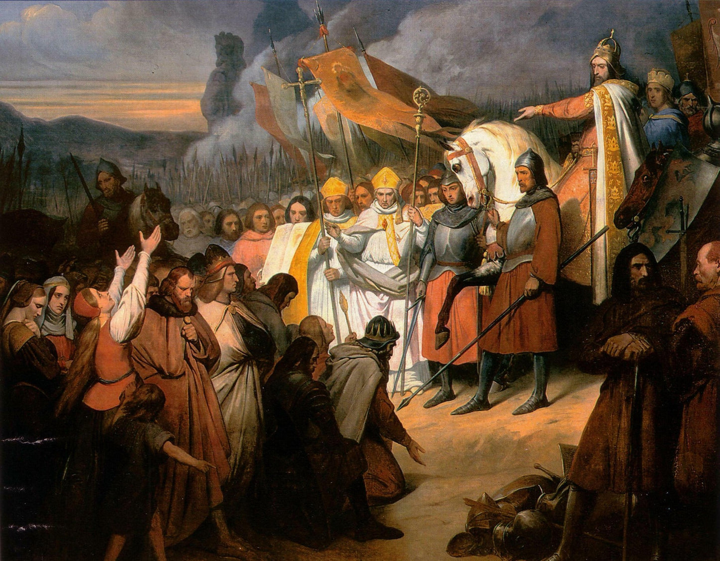 Charlemagne receives the submission of Paderborn Witikind king of the Saxons in 785, vintage artwork by Ary Scheffer, A3 (16x12") Poster Print