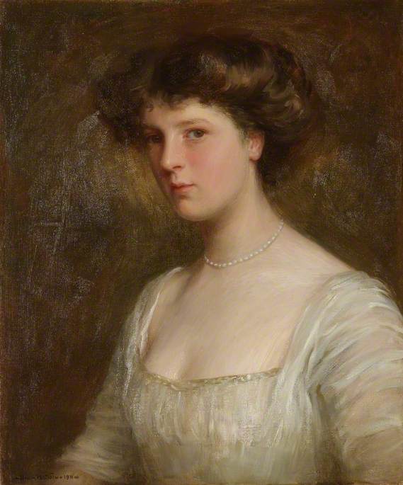 Lady with Pearls in a White Dress by Brian Hatton,16x12(A3) Poster