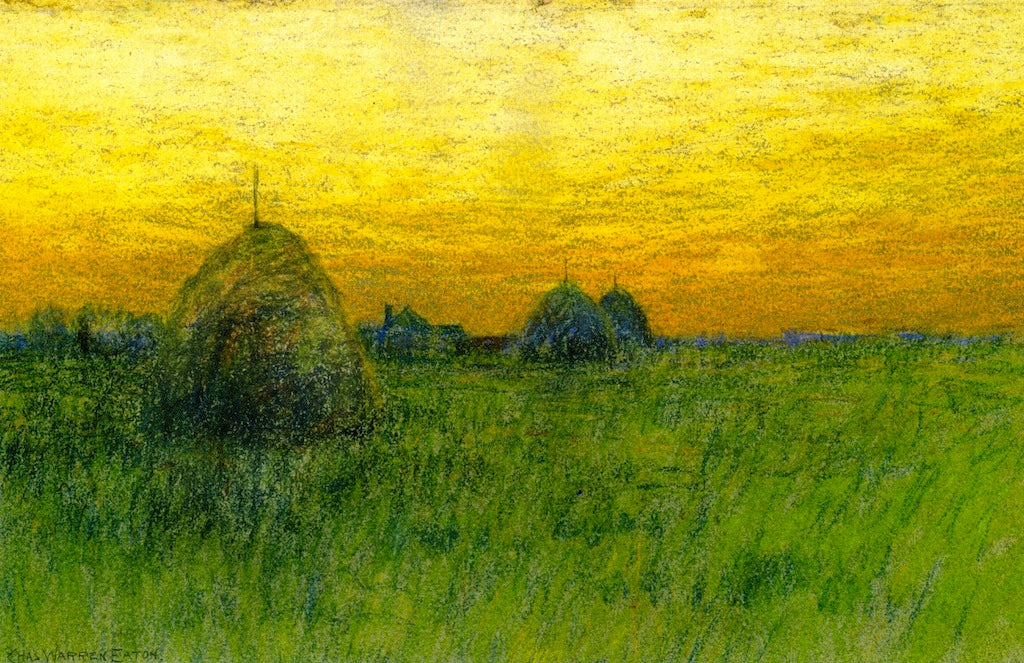 Haystacks at Sunset by Charles Warren Eaton,A3(16x12")Poster