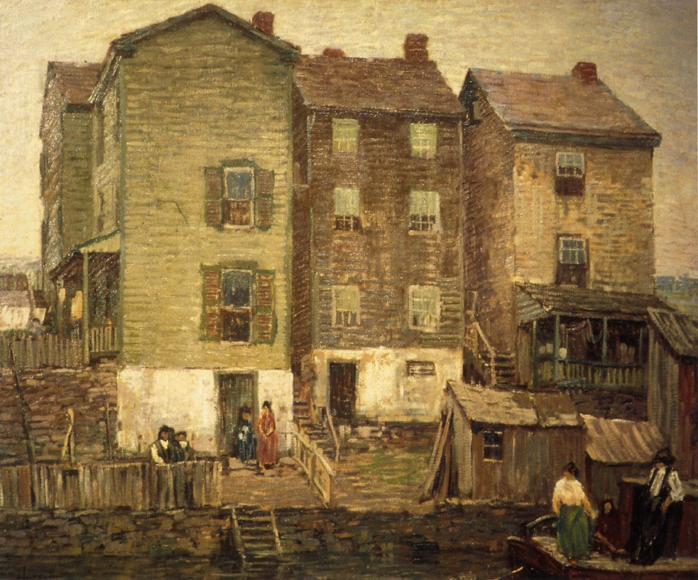 Three Houses, vintage artwork by Robert Spencer, 12x8" (A4) Poster