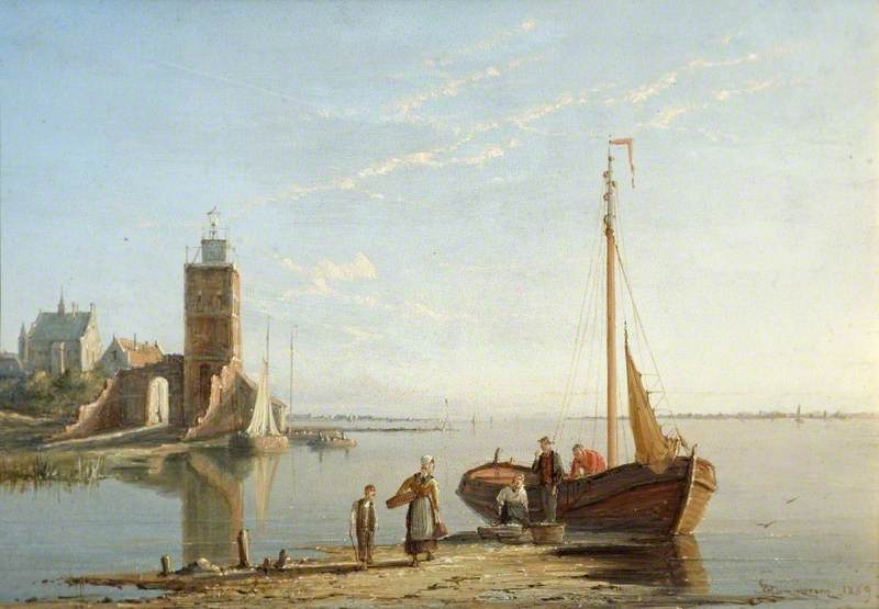 The Lighthouse at Tholen, Zuider Zee, The Netherlands, vintage artwork by William Raymond Dommersen, 12x8" (A4) Poster