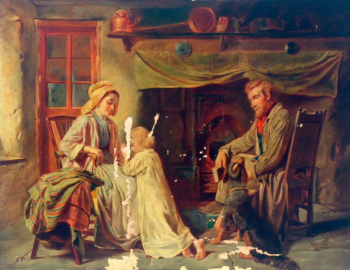 Evening Prayer, vintage artwork by William Henry Midwood, 12x8" (A4) Poster