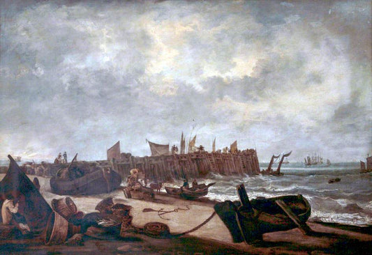 Old Jetty, Yarmouth, vintage artwork by Attributed to John Crome, 12x8" (A4) Poster