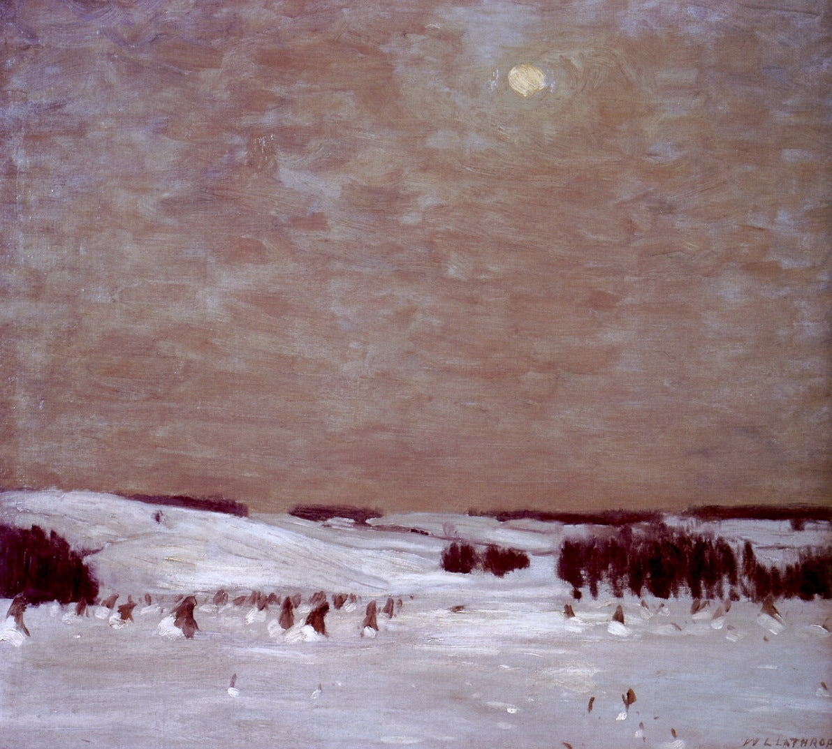 The Winter Moon, vintage artwork by William Langson Lathrop, 12x8" (A4) Poster