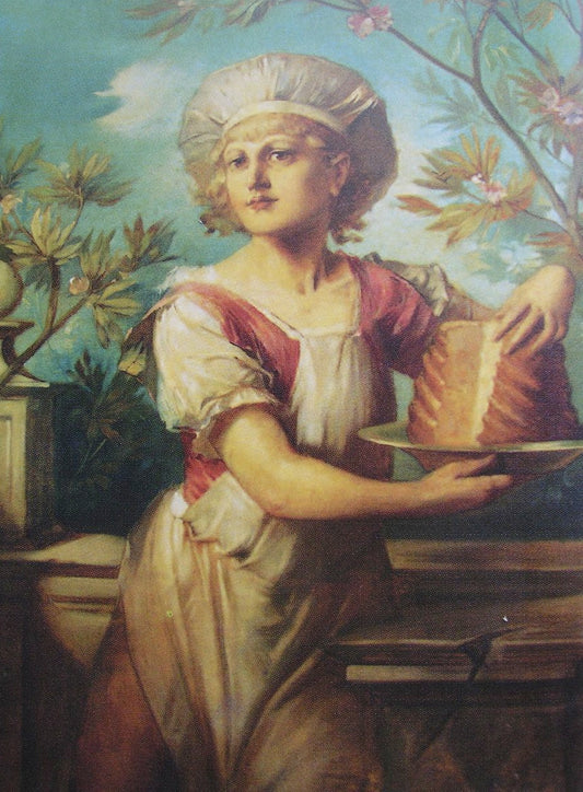 Girl with Cake, vintage artwork by Eduard Veith, 12x8" (A4) Poster