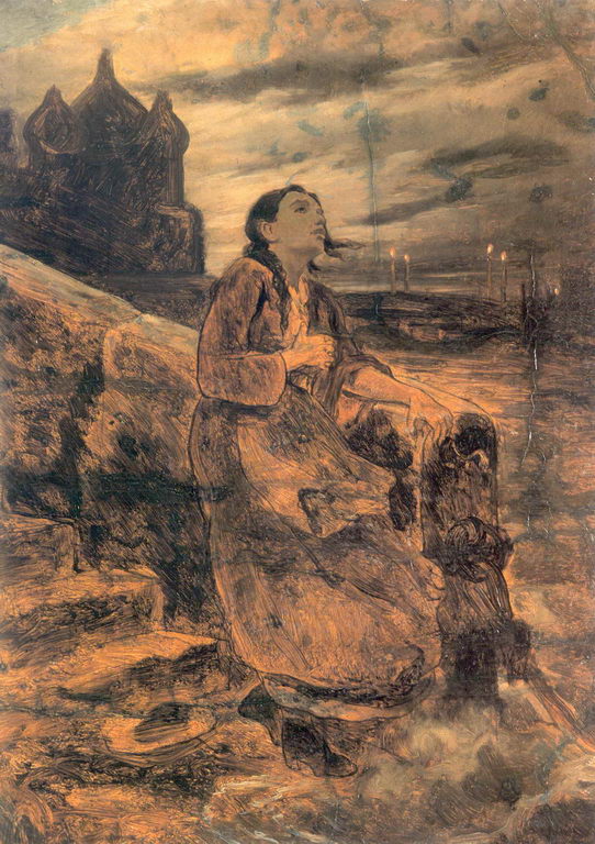 Girl Jumping into the Water (study), vintage artwork by Vasily Grigoryevich Perov, 12x8" (A4) Poster