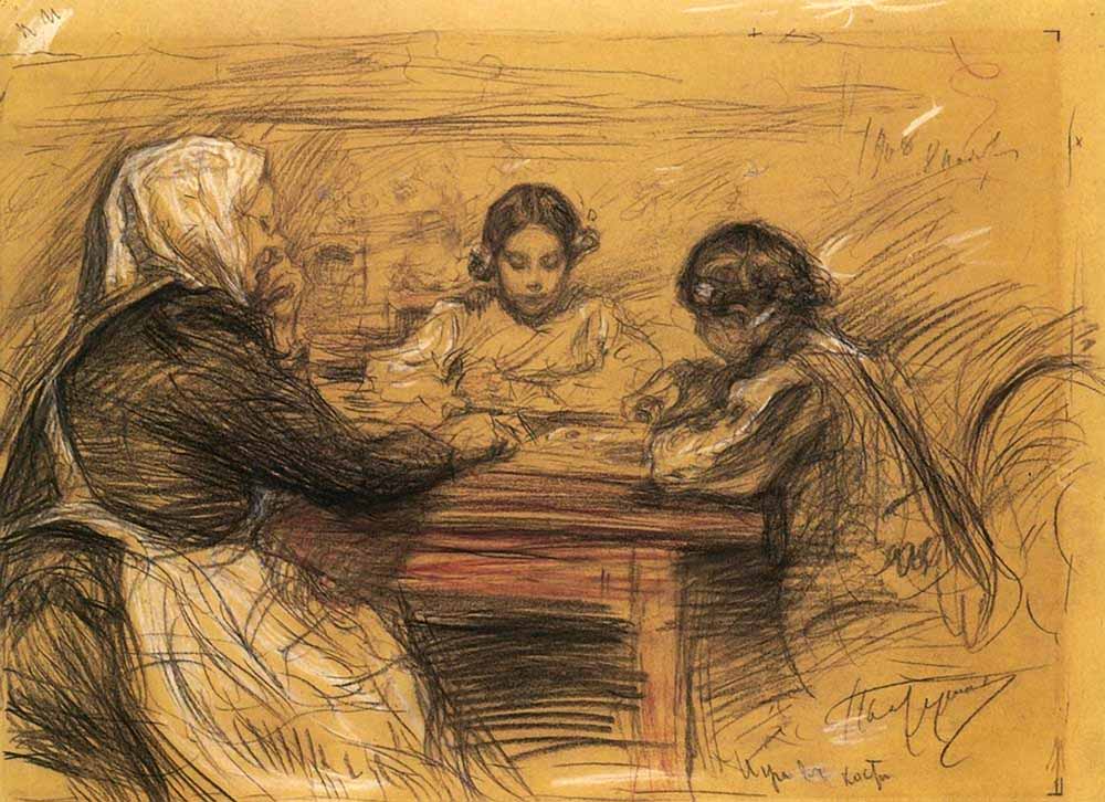Playing Dice by Leonid Osipovich Pasternak,A3(16x12")Poster