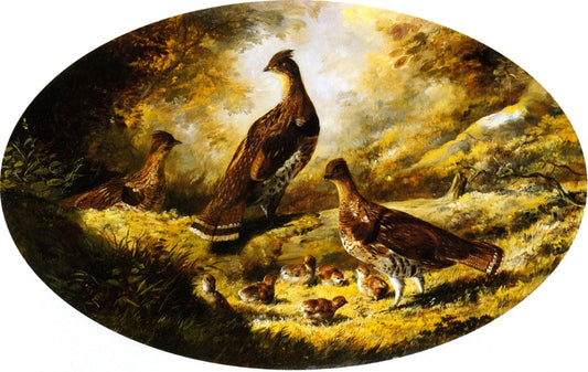Grouse Family, vintage artwork by Arthur Fitzwilliam Tait, A3 (16x12") Poster Print