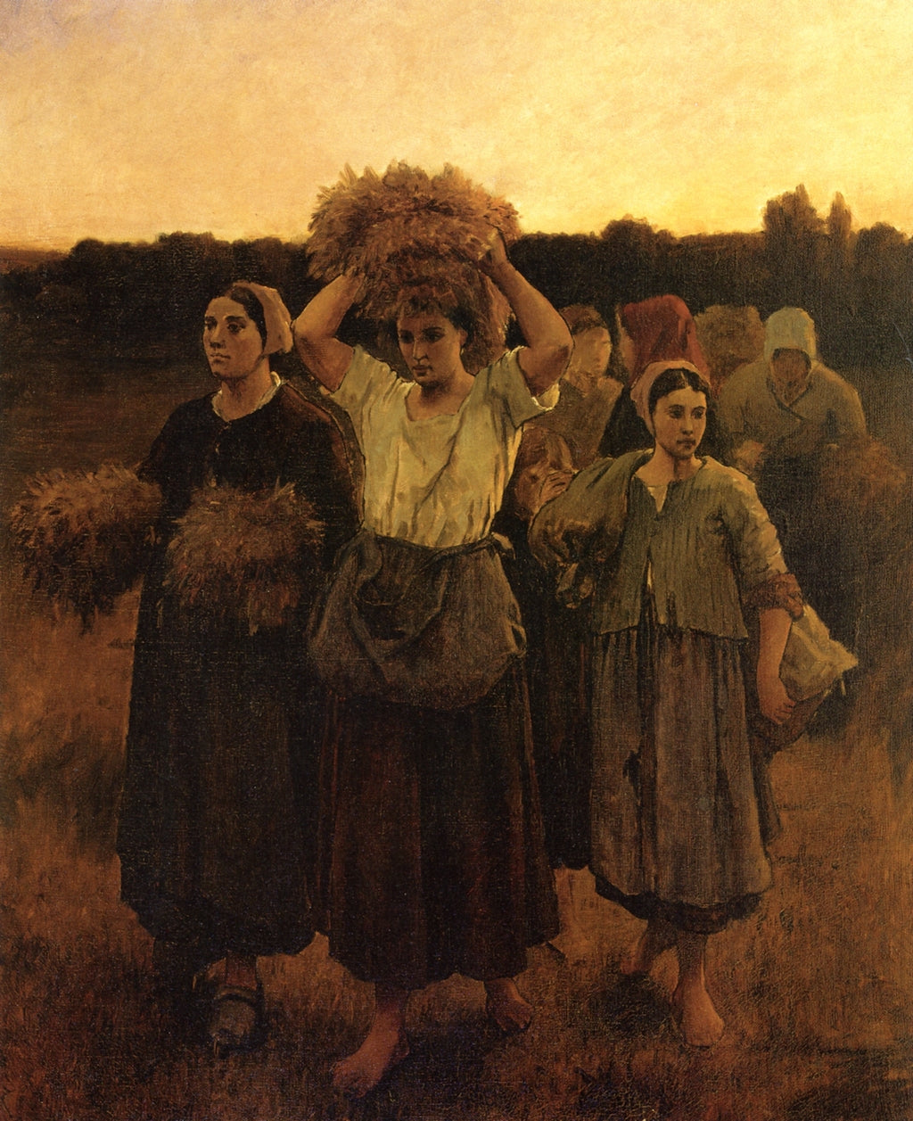 The Recall of the Gleaners (study), vintage artwork by Jules-Adolphe Breton, 12x8" (A4) Poster