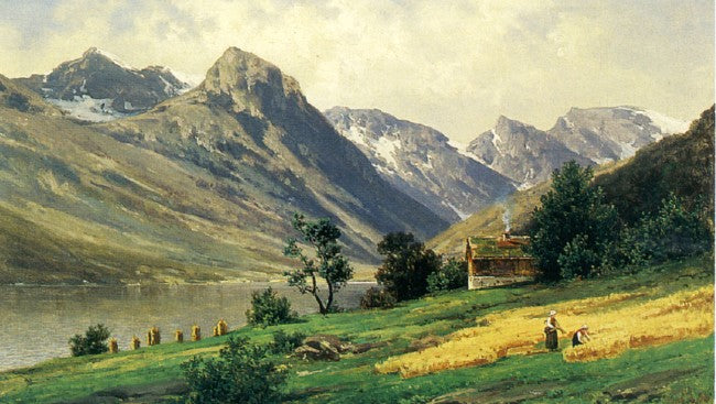 View over Balestrand, vintage artwork by Philip Barlag, 12x8" (A4) Poster