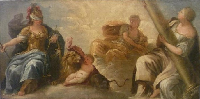 The Three Virtues, vintage artwork by Pier Francesco Mola, 12x8" (A4) Poster