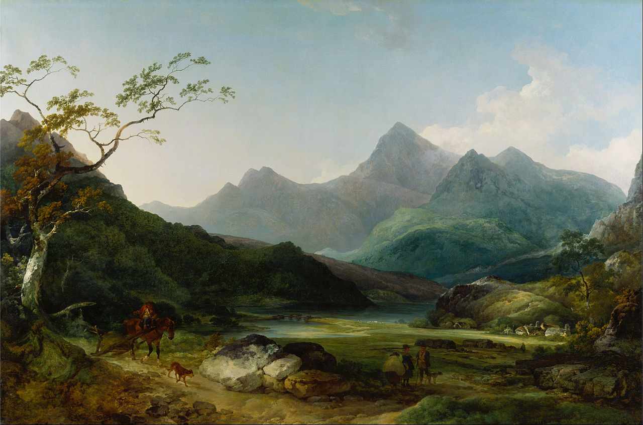 Snowdon from Capel Curig, vintage artwork by Philippe-Jacques de Loutherbourg, 12x8" (A4) Poster