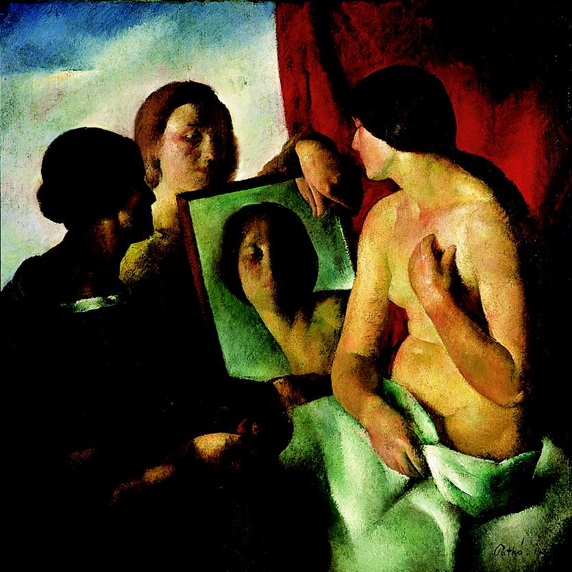 In Front of a Mirror, vintage artwork by Karoly Patko, 12x8" (A4) Poster