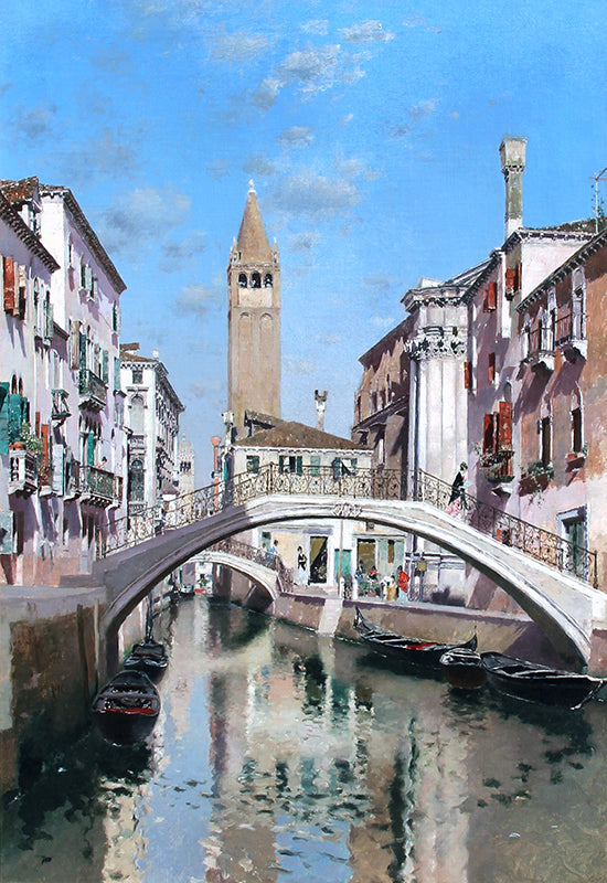 Rio San Barnaba, Venice, vintage artwork by Martin Rico y Ortega, 12x8" (A4) Poster