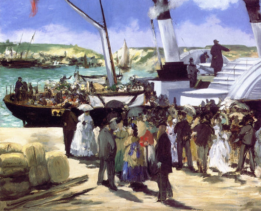 Departure of the Folkstone Boat, vintage artwork by Édouard Manet, 12x8" (A4) Poster